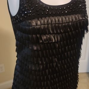 Black satin and Sequin Top